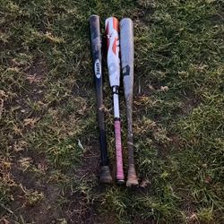 Demarini One Piece Goods, Demarini CF Insane, and Baum bat