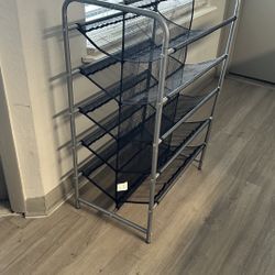 Large Mesh Shoe Rack – Fits 20 Pairs | Gray & Black | Space-Saving Design