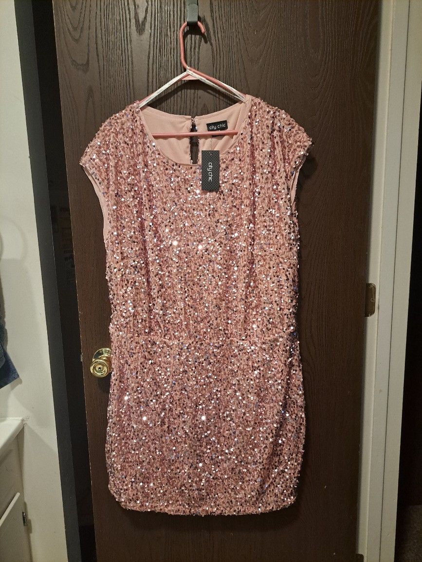 Pink Sequin Party Dress 