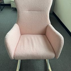 Nursery Rocking Chair, Teddy Upholstered Glider Rocker Rocking Accent Chair Padded Seat with High Backrest, Armchair Comfy Side Chair Accent Chair for