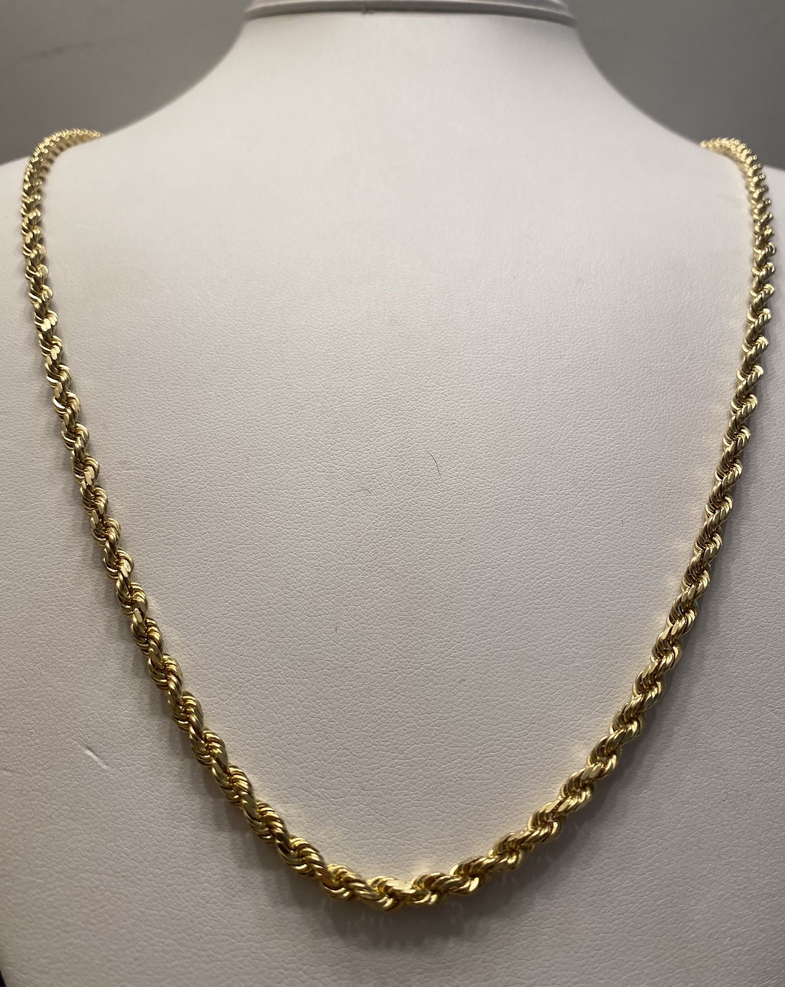 24” 14KT YELLOW GOLD ROPE CHAIN 30 GRAMS 4MM THICK