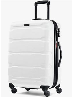 Samsonite Omni PC Hardside Expandable Luggage with Spinner Wheels, Checked-Medium 24-Inch, White