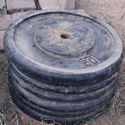 300 lbs Cast Iron Weight Plates (6x50lb) - 1" Hole - $160 OBO