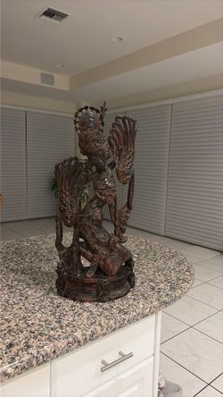 “Vintage hand-carved Balinese Indonesian wooden dancer sculpture/statue”
