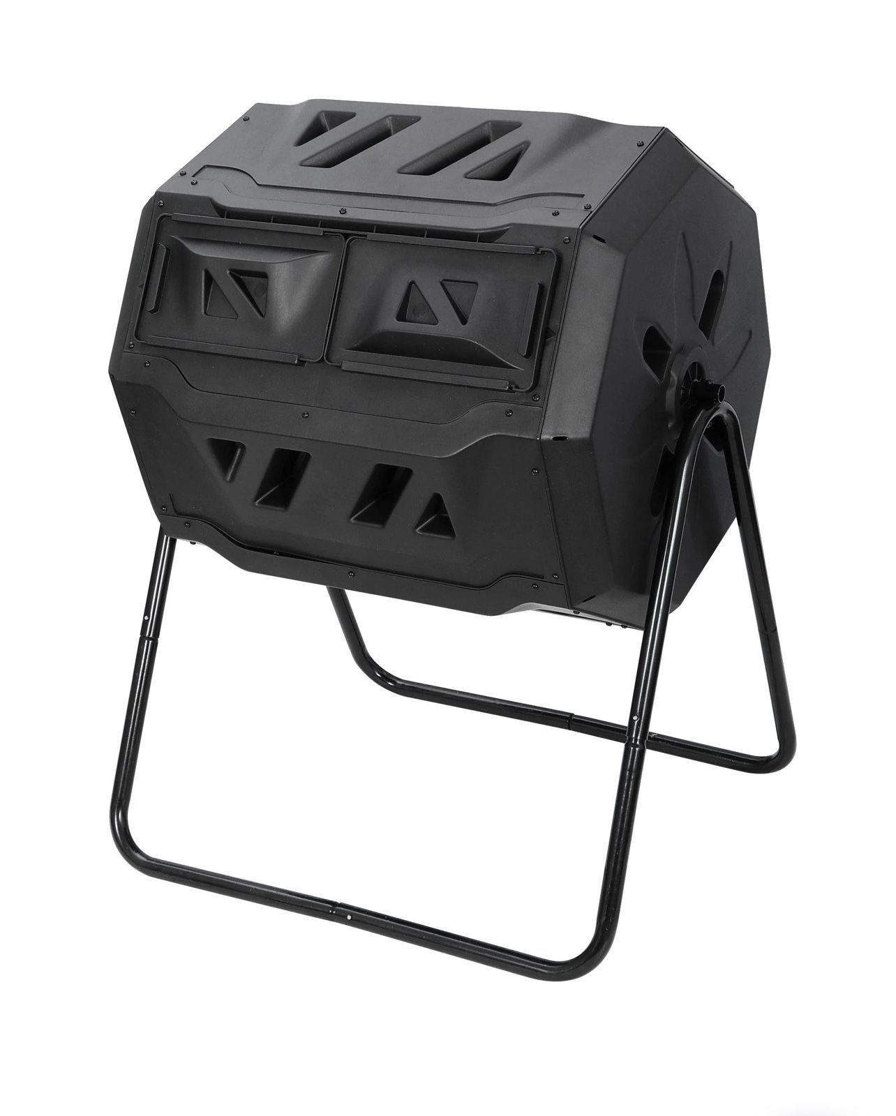 Large Composting Tumbler 43 Gallon Capacity Composter, Dual Chamber Rotating Waste Bins