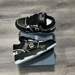 Amiri MA-1 Black Leather and Mesh Sneakers Size 10