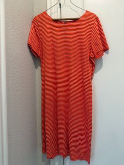 Merona Orange and White Striped Midi Dress, L