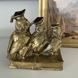 Scholarly Brass Owls 