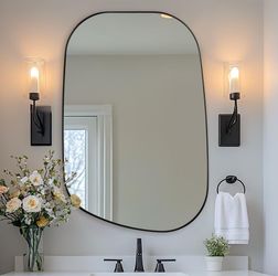 NEW Black Irregular Andy Star Mirror - 36" x 24" - Vertically or Horizontally - $170 Retail