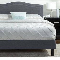 Gray Platform Full Size Bed - Mattress Included