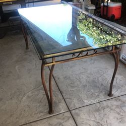 Glass Table With 6 Metal Chairs