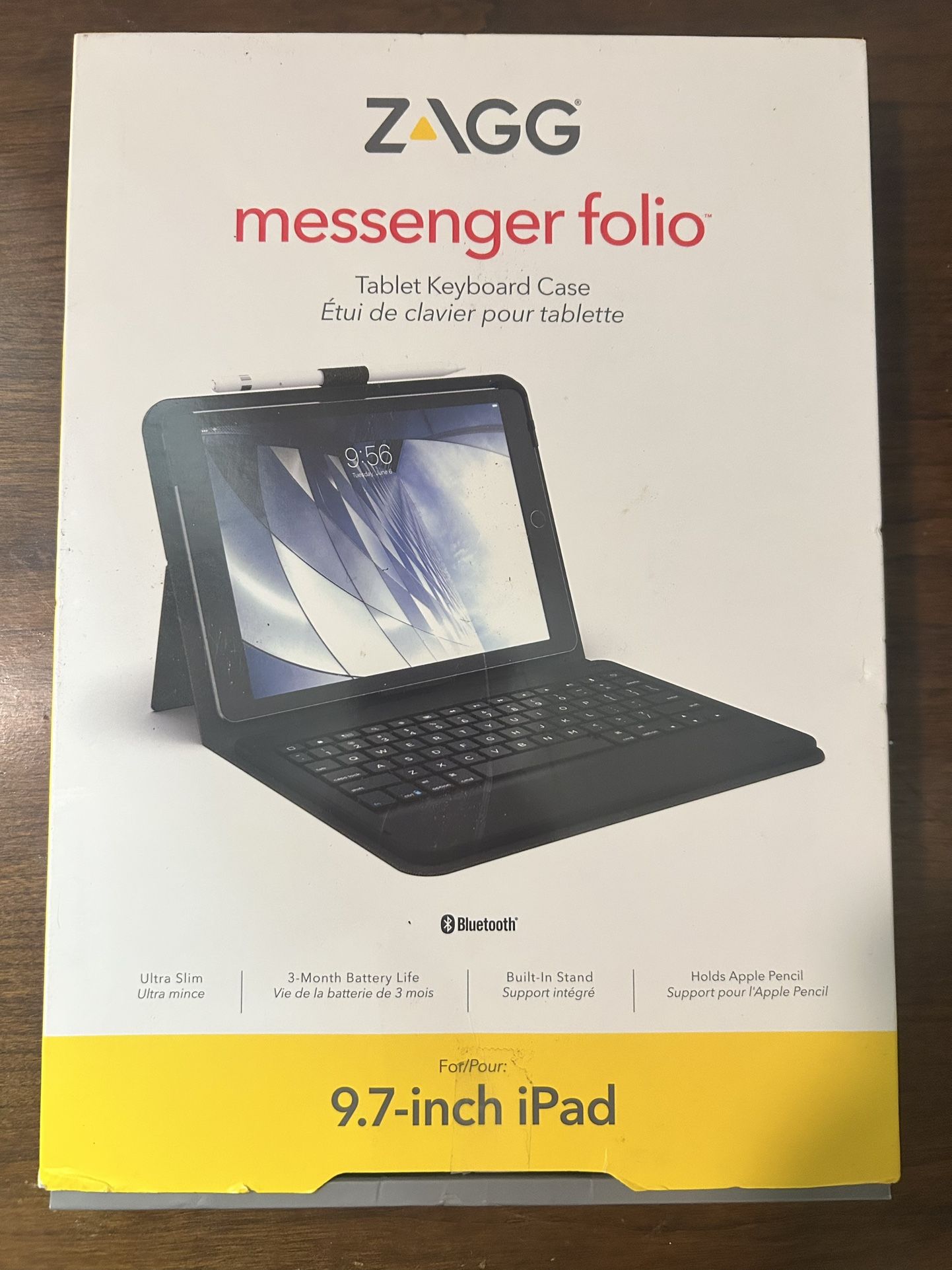 ZAGG Messenger Folio Keyboard/Cover Case (Folio) for 9.7" Apple iPad Pro, iPad, iPad Air, iPad Air 2