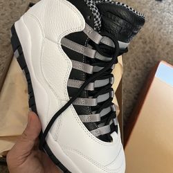 Air Jordan 10 Retro White Black Steel Grey Size 7.5