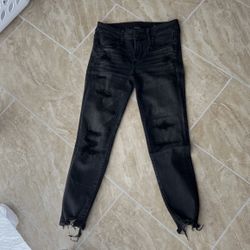 American Eagle Low Rise Black Distressed Jeans