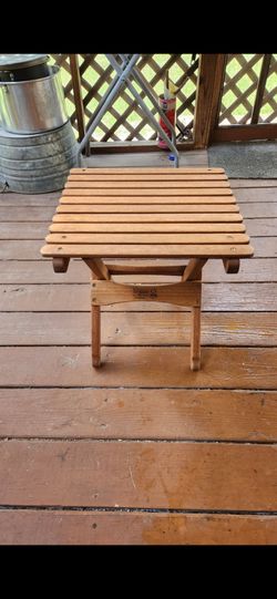 Byer of Maine Pangean Collection Folding Wooden Table, Portable Hardwood Table for Deck, Patio Furniture, Camping or Indoor Use18" H x 16" W x 16" D. 