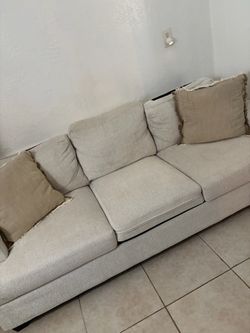 Beige Fabric 3-Seater Sofa