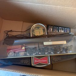 Vintage Budweiser Sign And Clock 