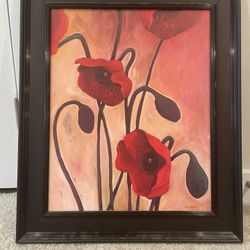 Red Floral Wall Art 