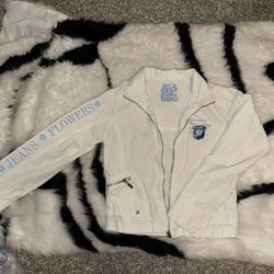 White Jacket with Blue Graphics