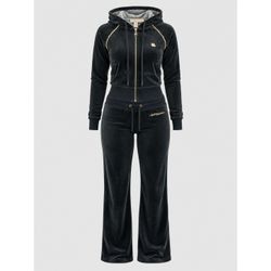 Vintage Apple Bottoms Velour Tracksuit Set Black Gold Y2K XL Hoodie Pants