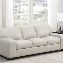 NEW  White Leather Buckley Leather Sofa Couch 