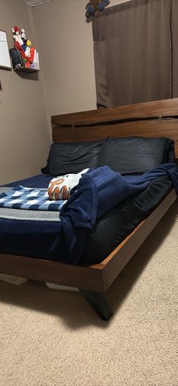 SOLID WOOD Queen Bed Frame- Curved Headboard OBO