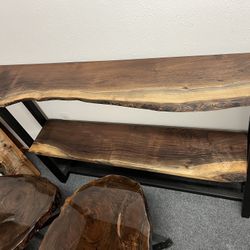 Black Walnut entry way/sofa table Dual slab 