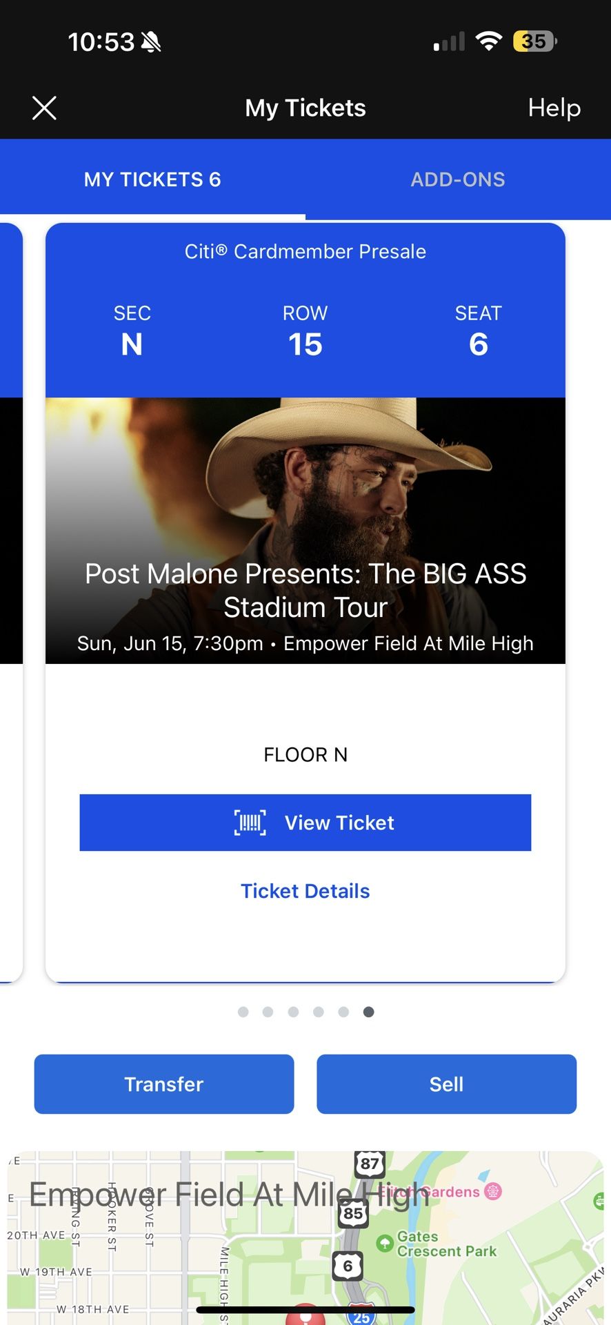 2 Jelly roll And post Malone Floor Seats - June 15th