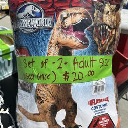 (2) Adult Inflatable T-Rex Costumes