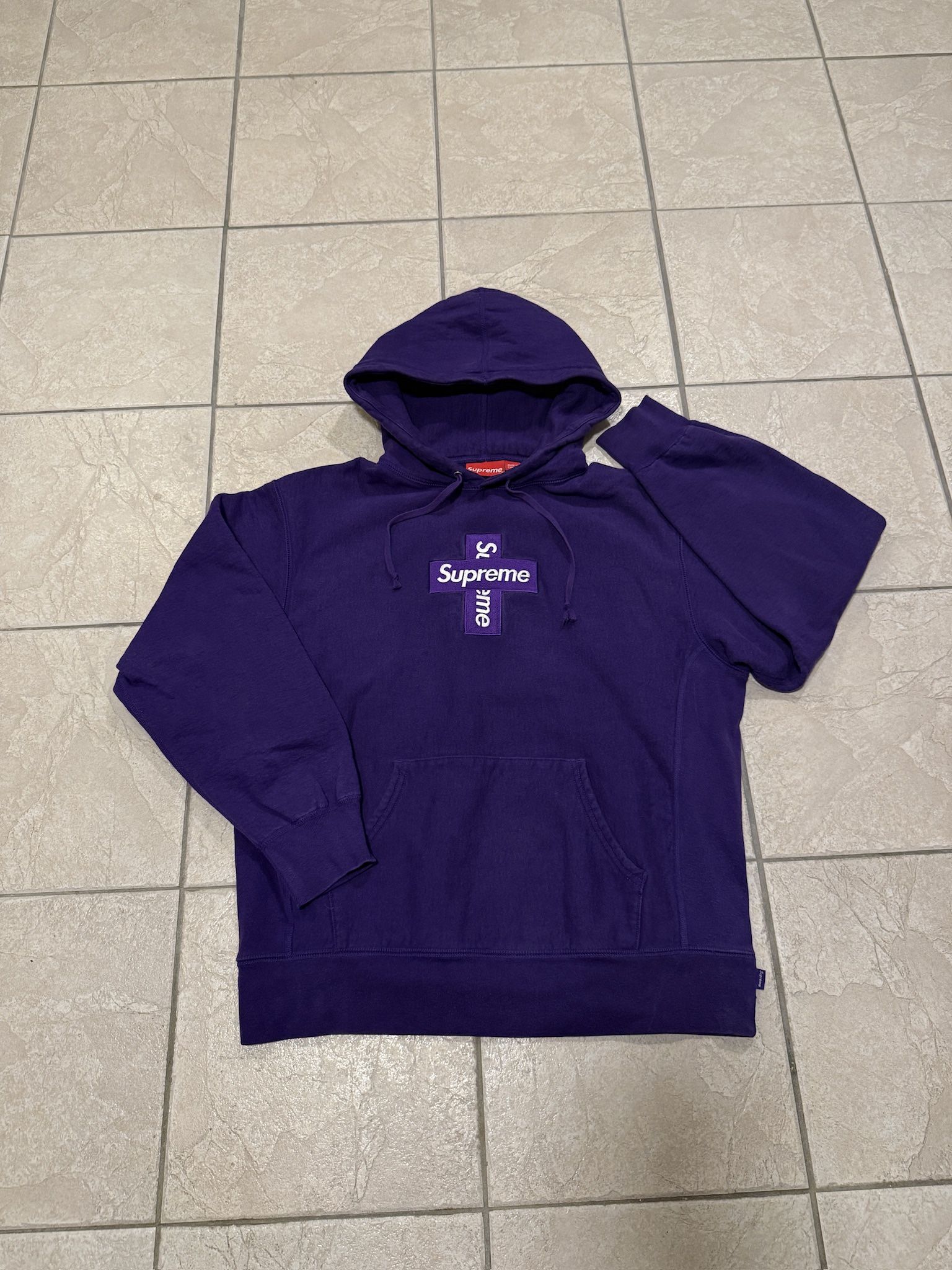 Authentic Supreme Purple Hoodie Cross Box Logo Fw20