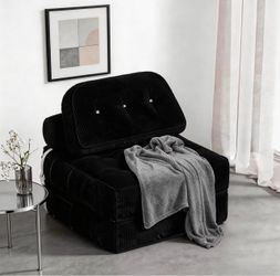 Black Corduroy Tufted Accent Chair
