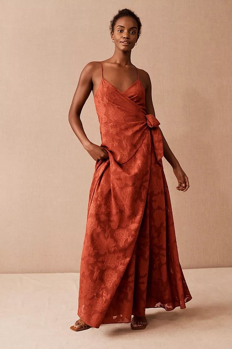 BHLDN Reid Maxi Wrap Dress - Burnt Orange