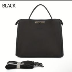 1pc Women'S Business Briefcase - Lightweight Artificial Leather Handbag with Adjustable Shoulder Strap, Button Closure, Lining, and Stitching Detail f