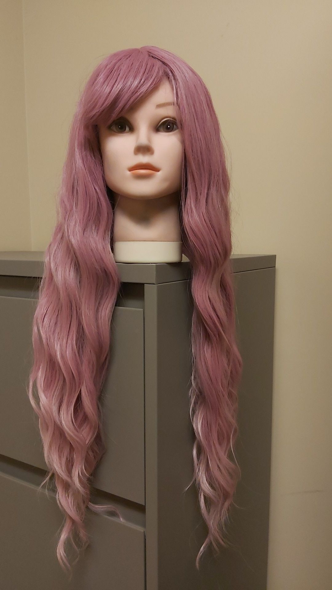 Long pink syntetic hair wig new #148