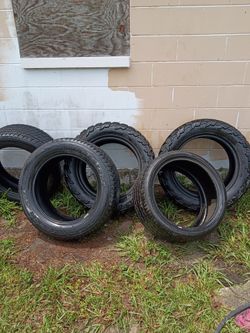 6 20inch tires 3 are AMP brand mud boggers ,2 are f150 truck tires ,1 is a 20inch low profile off Mercedes