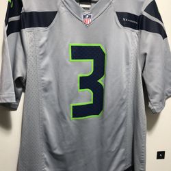 Seattle Seahawks Football Jersey Men's Gray Blue NFL  #3 Wilson Size Small