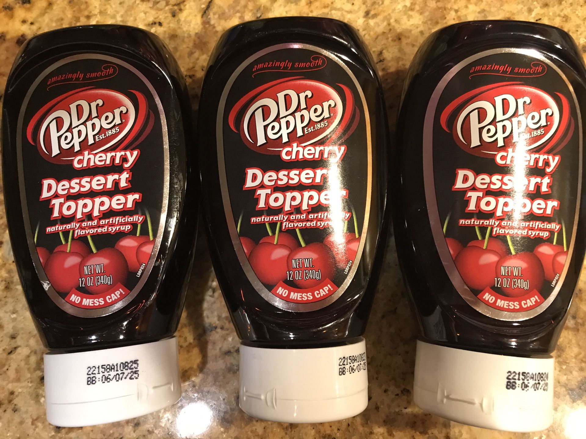 NEW Three Dr. Pepper Cherry Ice Cream Dessert Topper Topping Syrup 12 oz sauces (sold out in stores) 
