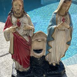 Antique Chalkware  Jesus And Mary