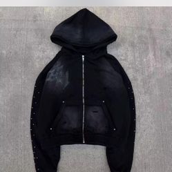 Black Embroidered hoodie