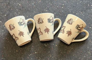 Vintage Disney Winnie The Pooh 100 Acre Woods Stoneware Mug 4-1/2" Tigger Piglet Lot