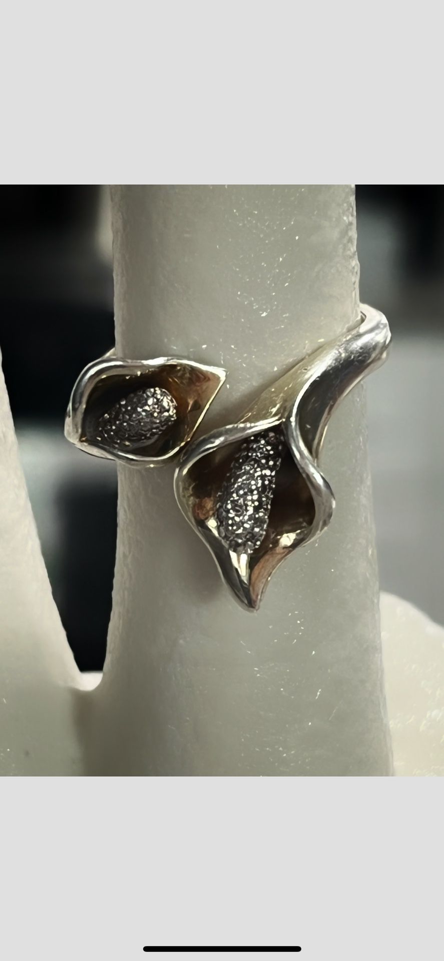 Qvc Affinity Diamonds 925 Sterling Silver Calla Lily Bipass