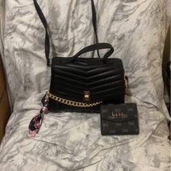 Black Purse And Nicole Miller Wallet