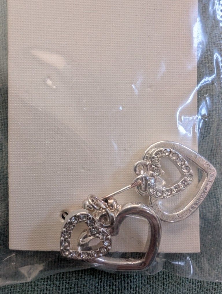 Brand New Silver Heart Earrings
