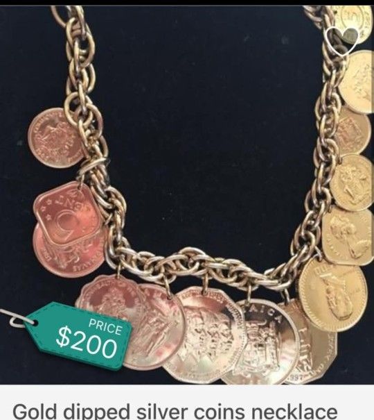 Gold Dipped Silver Coins Necklace
