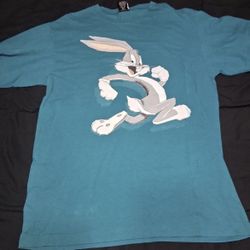 Vintage 90's Single Stitch Teal Bugs Bunny Warner Studio Store Large T-Shirt
