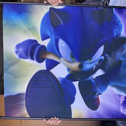 Vintage Sonic The Hedgehog Silk Roll Banner  Height 30”  And Width 40” Wall Decor