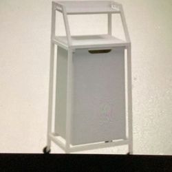 Laundry Hamper Rolling Basket With Wheels And 2 Shelves
