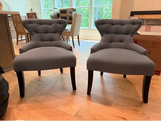 Pair of Blue Tufted Accent Chairs