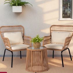 2 Person Patio Conversation Set With Cushions NEW