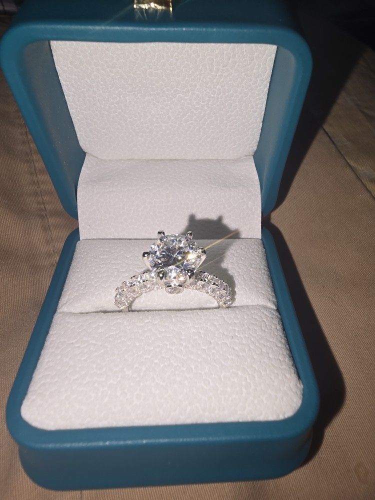 Sterling Silver Moissanite Ring Women's